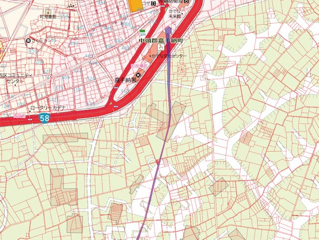 嘉手納駅跡(嘉手納町役場)_路線の筆あり