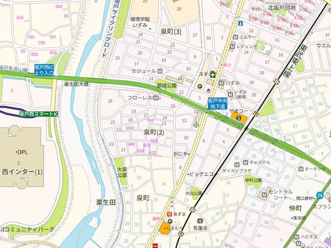 泉町_全体図_データベースでは地番整理地域を