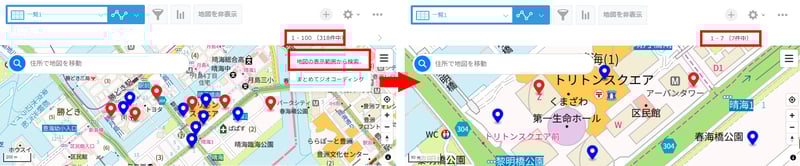 MAPPLE地図プラグイン for kintone 地図の表示範囲からレコードを検索
