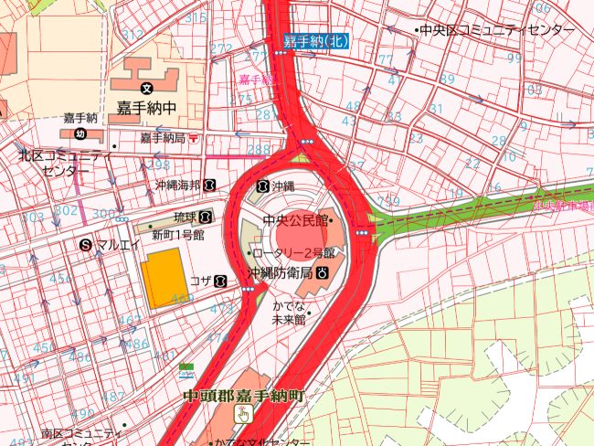 地図の雑学｜嘉手納ロータリー（沖縄県）～円い筆は日本一巨大だった